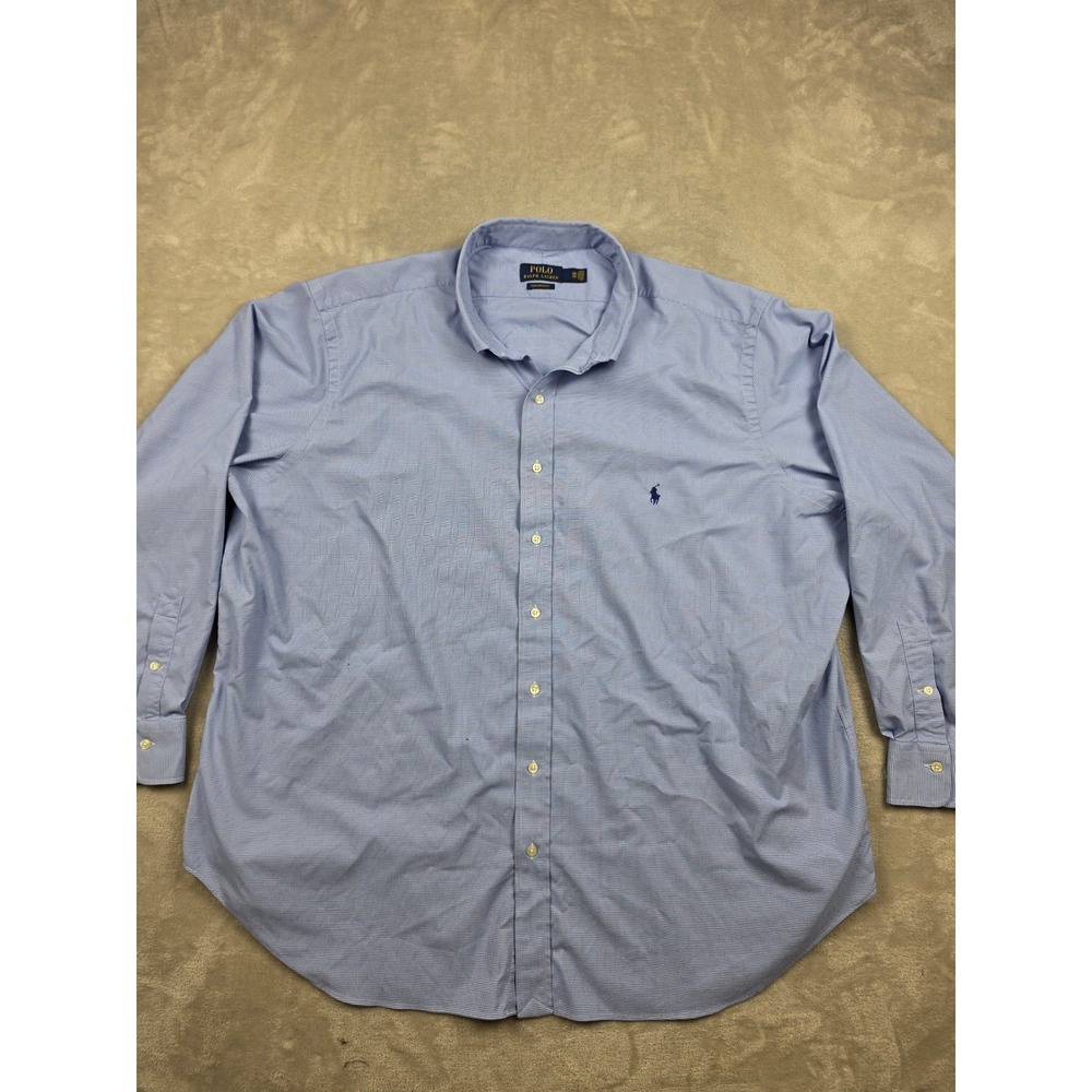 Polo Ralph Lauren Shirt Mens‎ 3XB Blue Performance Plaid Nylon Long Sleeve *Read